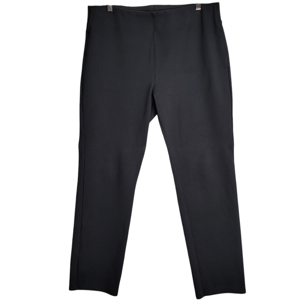 Soft Surroundings Pull On Pants Womens Large Black Ponte Knit Flat Front Stretch